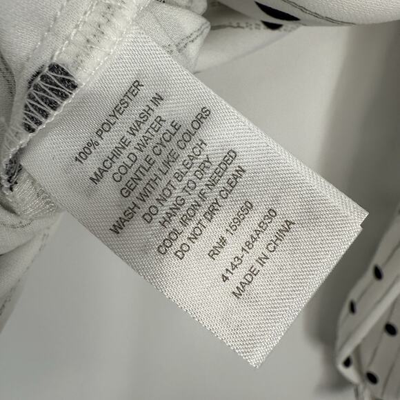 Carolina Belle Montreal Top size Large White Black Dotted Chiffon Balloon Slv - Picture 10 of 12